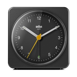 Braun BC03B analog vekkerklokke med stille urverk, svart